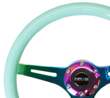画像をギャラリービューアに読み込む, NRG Classic Wood Grain Steering Wheel (350mm) Minty Fresh Color w/Neochrome 3-Spoke Center