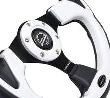 画像をギャラリービューアに読み込む, NRG Reinforced Steering Wheel (320mm) Blk w/White Trim &amp; 4mm 3-Spoke