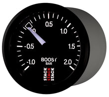 画像をギャラリービューアに読み込む, Autometer Stack 52mm -1 to +2 Bar T-Fitting 0.187in Barb (M) Mechanical Boost Pressure Gauge - Black