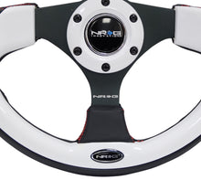 画像をギャラリービューアに読み込む, NRG Reinforced Steering Wheel (320mm) Blk w/White Trim &amp; 4mm 3-Spoke