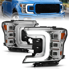 画像をギャラリービューアに読み込む, ANZO 18-20 Ford F-150 Full Led Projector Light Bar Style Headlights - Chrome Amber