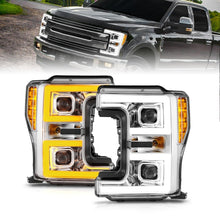 画像をギャラリービューアに読み込む, ANZO 17-19 Ford F-250/350/450 SD (w/o Factory LED HL) LED Proj Headlights w/Light Bar Switchback Chr