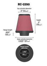 画像をギャラリービューアに読み込む, K&amp;N Universal Chrome Filter 1 9/16 inch FLG / 2 5/8 inch Bottom / 2 inch Top / 3 inch Height