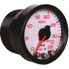 画像をギャラリービューアに読み込む, Autometer Spek-Pro Gauge Boost 2 1/16in 35psi Stepper Motor W/Peak &amp; Warn White/Black