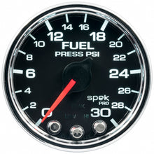 画像をギャラリービューアに読み込む, Autometer Spek-Pro Gauge Fuel Press 2 1/16in 30psi Stepper Motor W/Peak &amp; Warn Blk/Chrm