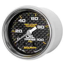 画像をギャラリービューアに読み込む, Autometer Marine Carbon Fiber Ultra-Lite 2-1/16in 100PSI Mechanical Oil Pressure Gauge