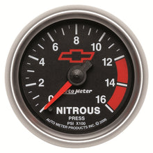 画像をギャラリービューアに読み込む, Autometer GM Bowtie Black 2-1/16in 0-1600 PSI Nitrous Pressure - Digital Stepper Motor