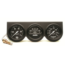 画像をギャラリービューアに読み込む, AutoMeter Gauge Console Oilp/Wtmp/Amp 2-5/8in. 100PSI/280 Deg. F/60A Blk Dial Blk Bzl Ag