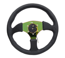 画像をギャラリービューアに読み込む, NRG Reinforced Steering Wheel (350mm / 2.5in. Deep) Leather Race Comfort Grip w/4mm Neochrome Spokes