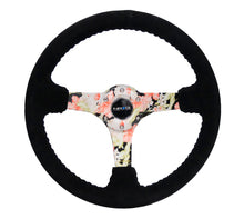 画像をギャラリービューアに読み込む, NRG Reinforced Steering Wheel (350mm / 3in. Deep) Blk Suede Floral Dipped w/ Blk Baseball Stitch