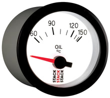 画像をギャラリービューアに読み込む, Autometer Stack 52mm 60-150 Deg C M10 Male Electric Oil Temp Gauge - White
