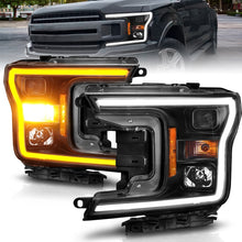 画像をギャラリービューアに読み込む, ANZO 2018-2020 Ford F-150 Projector Headlight w/ Plank Style Switchback Black Housing