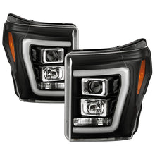 画像をギャラリービューアに読み込む, Spyder Ford F250/350/450 11-16 V2 High-Power LED Headlights-White Light Bar-Black PRO-YD-FS11V2PL-BK