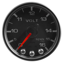 画像をギャラリービューアに読み込む, Autometer Spek-Pro Gauge Voltmeter 2 1/16in 16V Stepper Motor W/Peak &amp; Warn Blk/Blk