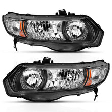 画像をギャラリービューアに読み込む, ANZO 2006-2009 Honda Civic 2 Door Crystal Headlight Black Amber (OE Replacement)