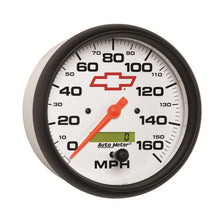 画像をギャラリービューアに読み込む, AutoMeter Gauge Speedometer 5in. 160MPH Elec. Programmable Chevy Red Bowtie White