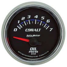 画像をギャラリービューアに読み込む, Autometer Cobalt 52mm 0-7 BAR Short Sweep Electric Oil Pressure Gauge