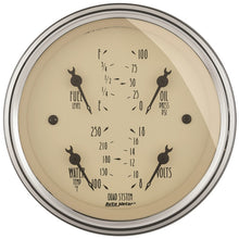 画像をギャラリービューアに読み込む, AutoMeter Gauge Quad 3-3/8in. 240 Ohm(e) to 33 Ohm(f) Elec Antique Beige