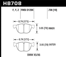 画像をギャラリービューアに読み込む, Hawk 07-08 BMW X5 3.0si/4.8i / 09-13 X5 Xdrive / 08-13 X6 Xdrive HPS Front Brake Pads