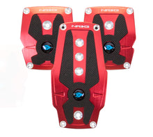 画像をギャラリービューアに読み込む, NRG Brushed Aluminum Sport Pedal M/T - Red w/Black Rubber Inserts