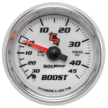 画像をギャラリービューアに読み込む, Autometer C2 52mm 30 In Hg-Vac/45 PSI Mechanical Vacuum/Boost Gauge