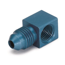 画像をギャラリービューアに読み込む, AutoMeter Fitting Adapter 90 Deg. 1/8in. NPT Female To -4AN Male Aluminum Blue Anodized