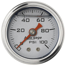 画像をギャラリービューアに読み込む, Autometer AutoGage 1.5in Liquid Filled Mechanical 0-100 PSI Fuel Pressure Gauge - Silver