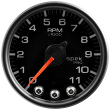画像をギャラリービューアに読み込む, Autometer Spek-Pro Gauge Tach 2 1/16in 11K Rpm W/ Shift Light &amp; Peak Mem Blk/Blk