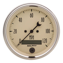 画像をギャラリービューアに読み込む, AutoMeter Gauge Speedo. 3-3/8in. 120MPH Elec. Prog. W/ Lcd Odo Antique Beige