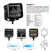 画像をギャラリービューアに読み込む, Go Rhino Xplor Blackout Series Cube LED Flood Light Kit (Flush Mount) 3x3 - Blk (Pair)