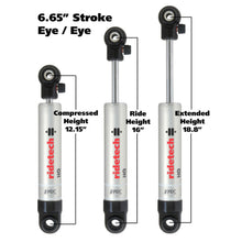 画像をギャラリービューアに読み込む, Ridetech HQ Series Shock Absorber Single Adjustable 6.65in Stroke Eye/Eye Mounting 12.15in x 18.8in