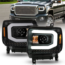 画像をギャラリービューアに読み込む, ANZO 2014-2015 GMC Sierra 1500 Projector Headlights w/ Light Bar Black Housing (Halogen Type)
