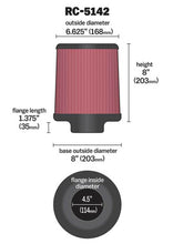 画像をギャラリービューアに読み込む, K&amp;N Universal Clamp-On Air Filter inch FLG 4.5inch Base 4 inch Top 4-1/2in FLG 8in Base