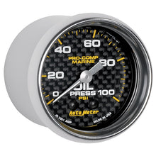 画像をギャラリービューアに読み込む, Autometer Marine Carbon Fiber Ultra-Lite 2-1/16in 100PSI Mechanical Oil Pressure Gauge