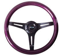 画像をギャラリービューアに読み込む, NRG Classic Wood Grain Steering Wheel (350mm) Purple Pearl/Flake Paint w/Black 3-Spoke Center
