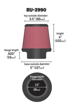 画像をギャラリービューアに読み込む, K&amp;N Filter Universal Rubber Filter 3 1/2 inch Flange 5 inch Base 3 1/2 inch Top 4 inch Height