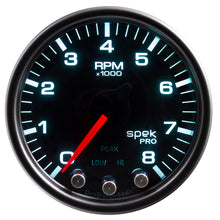 画像をギャラリービューアに読み込む, Autometer Spek-Pro Gauge Tach 2 1/16in 8K Rpm W/ Shift Light &amp; Peak Mem Blk/Smoke/Blk