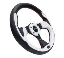 画像をギャラリービューアに読み込む, NRG Reinforced Steering Wheel (320mm) Blk w/White Trim &amp; 4mm 3-Spoke