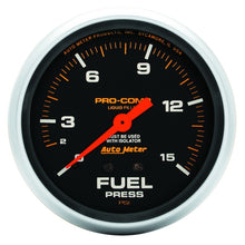 画像をギャラリービューアに読み込む, AutoMeter Gauge Fuel Press 2-5/8in. 15PSI Liquid Filled Mech W/Isolator Pro-Comp