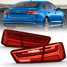 画像をギャラリービューアに読み込む, ANZO 2012-2018 Audi A6 LED Taillight Black Housing Red/Clear Lens 4 pcs (Sequential Signal)