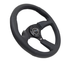 画像をギャラリービューアに読み込む, NRG Reinforced Steering Wheel (350mm / 2.5in. Deep) Blk Leather Comfort Grip w/5mm Matte Blk Spokes