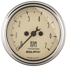 画像をギャラリービューアに読み込む, Autometer 2-1/16in Antique Beige In-Dash 7K RPM Tachometer Gauge