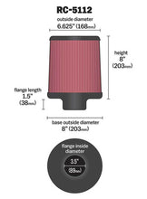画像をギャラリービューアに読み込む, K&amp;N Filter Universal Rubber Filter 3.5in Flange 6.625in Top 8in Height Center Hole