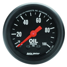画像をギャラリービューアに読み込む, Autometer Z Series 52mm 0-100 PSI Mechanical Oil Pressure Gauge