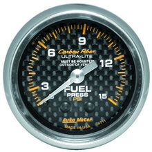 画像をギャラリービューアに読み込む, Autometer Carbon Fiber 52mm 15 PSI Mechanical Fuel Pressure Gauge