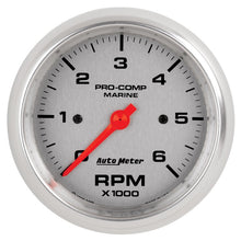 画像をギャラリービューアに読み込む, Autometer Marine Silver Ultra-Lite Gauge 3-3/8in Tachometer 6K RPM