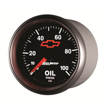 画像をギャラリービューアに読み込む, Autometer GM Bowtie Black 2-1/16in 0-100 PSI Oil Pressure - Stepper Motor