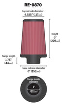 画像をギャラリービューアに読み込む, K&amp;N Universal Rubber Filter 4inch FLG / 6inch OD-B / 4-5/8inch OD-T / 9inch H