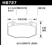 画像をギャラリービューアに読み込む, Hawk 14-18 Chevrolet Corvette Rear ER-1 Brake Pad Set
