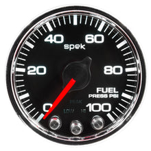 画像をギャラリービューアに読み込む, Autometer Spek-Pro Gauge Fuel Press 2 1/16in 100psi Stepper Motor W/Peak &amp; Warn Blk/Chrm